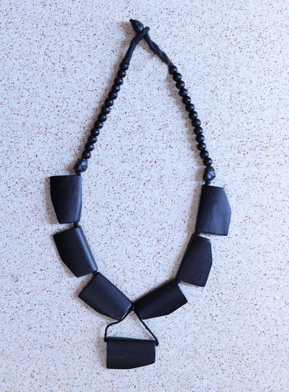 Black Bone Bead Necklace