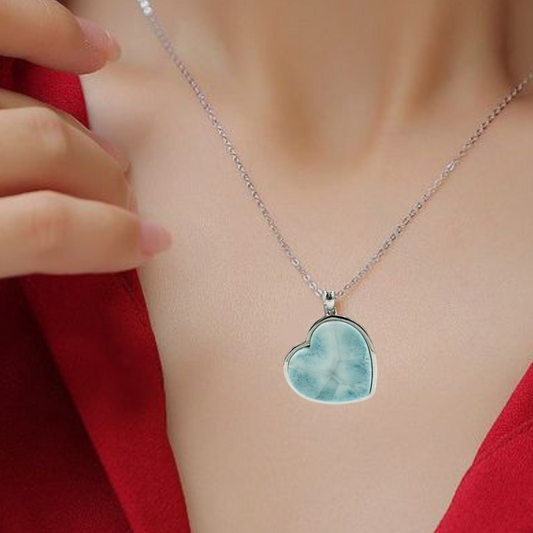 Heart Shaped Larimar Stone Pendant