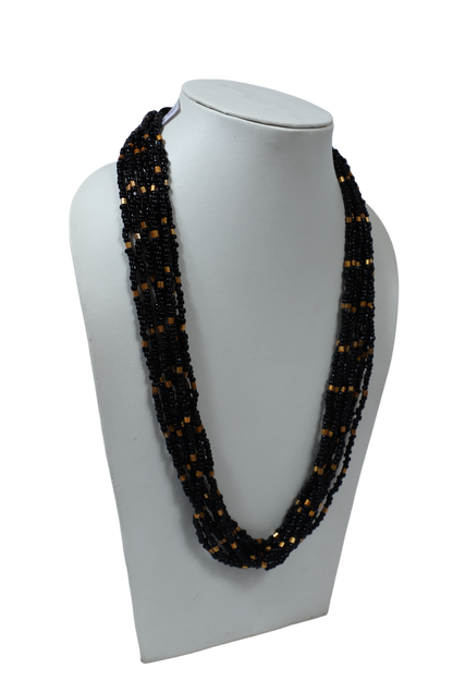 Black And Golden Seed Bead Necklace