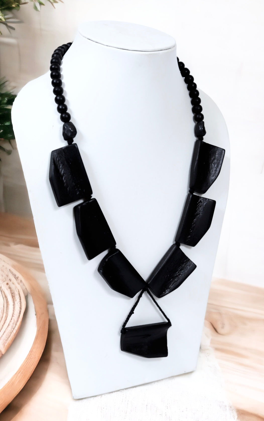 Black Bone Bead Necklace