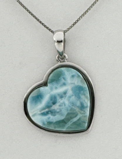 Heart Shaped Larimar Stone Pendant