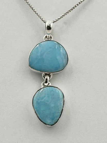 Larimar Two Stones Pendant