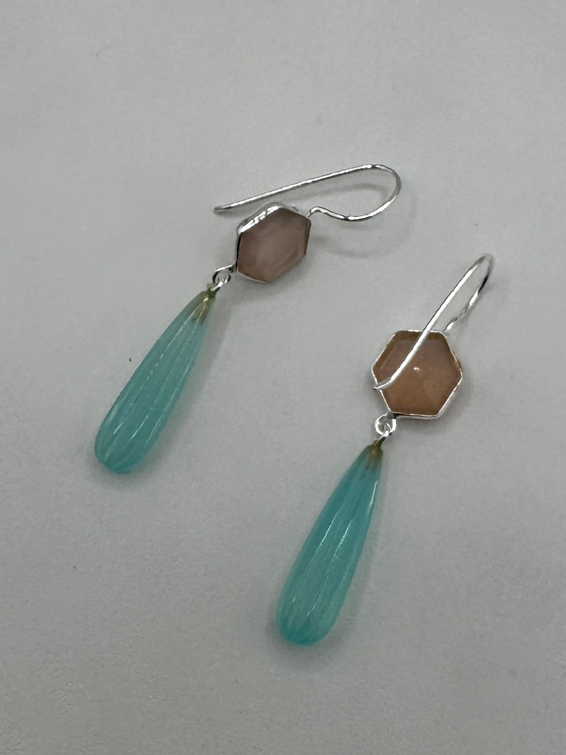 Aqua Chalcedony Sterling Silver Earrings